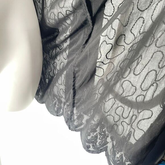 Vintage SCALA Silk Beaded Sequin Evening Glam Jacket Black Open Front XL - Picture 14 of 16